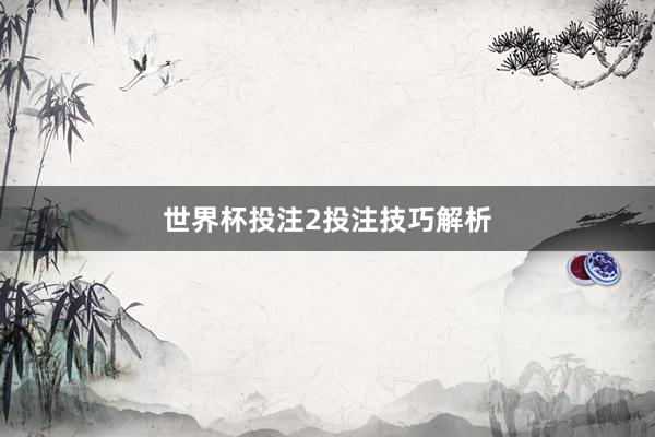 世界杯投注2投注技巧解析
