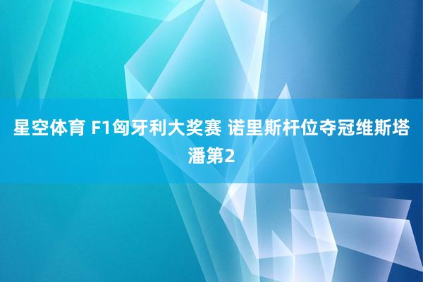 星空体育 F1匈牙利大奖赛 诺里斯杆位夺冠维斯塔潘第2